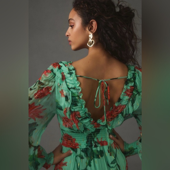 Anthropologie The Odetta Ruffled V Neck Dress⚜️ - Picture 4 of 5